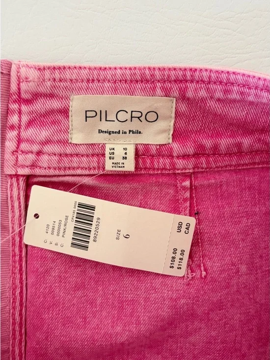 Anthropologie Pilcro Skirt Seamed Flared Mini Skirt Pink Size 6 - Picture 9 of 16